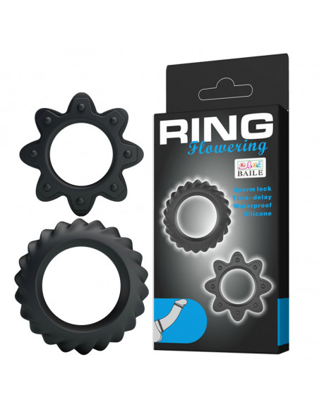 Набор эрекционных колец RING Flowering силикон черный