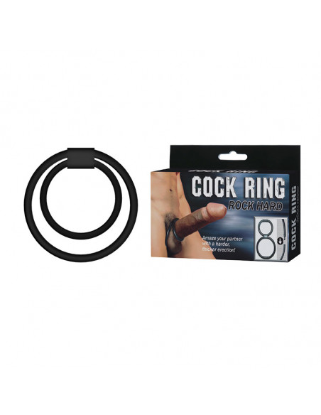 Двойное эрекционное кольцо COCK RING ROCK HARD силикон черное