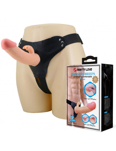 Страпон унисекс с полым фаллосом Harness Briefs Mavis /19х4,6 см/