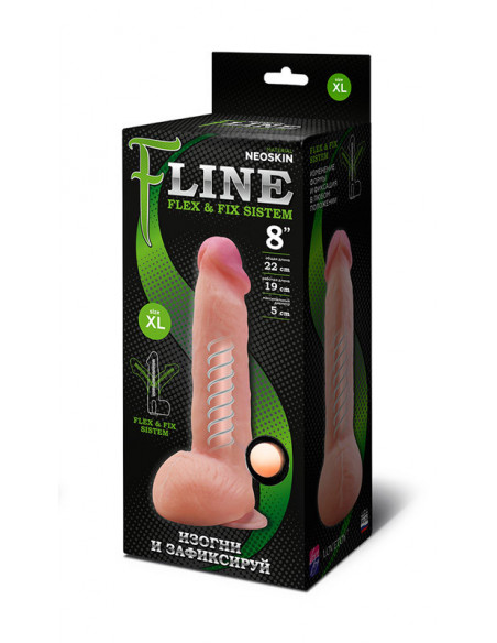 Фаллоимитатор гнущийся F`Line Flex&Fix Sistem 8" Neoskin телесный /22х5 см/
