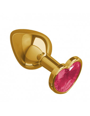 Анальная пробка Gold из металла с розовым...