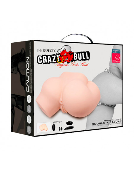 Мастурбатор Вид сзади Два входа с двойной вибрацией CRAZY BULL TPR телесный 1759г /20х19,5х13 см/