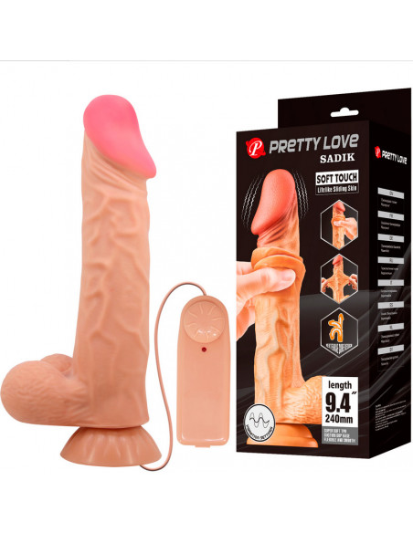 Виброфаллос гнущийся с подвижной кожей LIFELIKE SLIDING SKIN SADIK 9,4" TPR телесный 24х5 см
