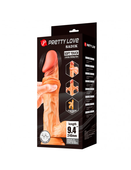 Виброфаллос гнущийся с подвижной кожей LIFELIKE SLIDING SKIN SADIK 9,4" TPR телесный 24х5 см