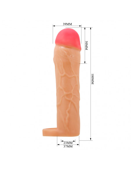 Фаллоувеличитель Pretty Love Hani 7,1" c подхватом мошонки /18х3,9 см/