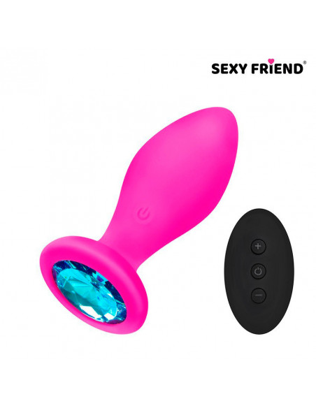 Анальный страз с вибрацией SEXY FRIEND с пультом ДУ и 10 режимами вибрации /8,5х3,2 см/