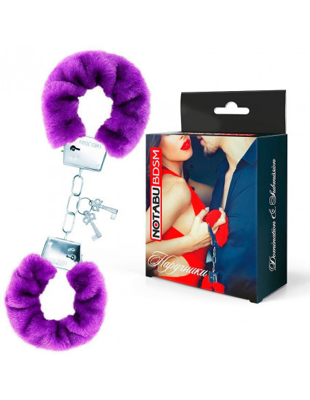 Наручники с мехом Notabu BDSM фиолетовые