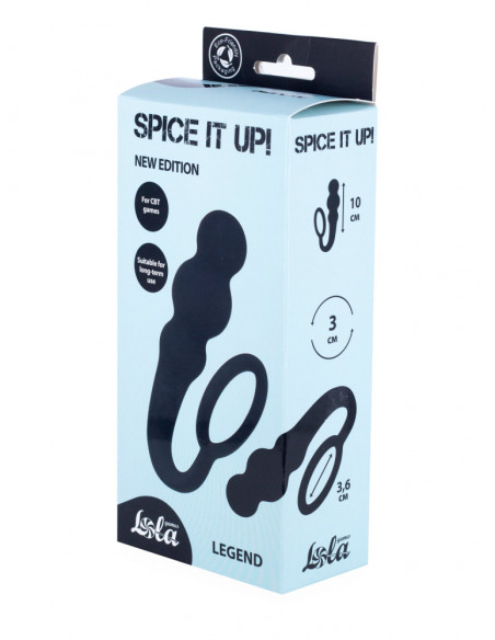 Эрекционное кольцо с анальной пробкой Spice it up Legend Black /10х3 см/
