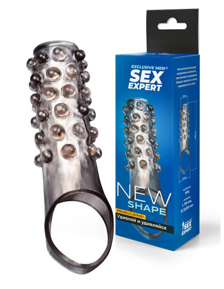 Насадка открытая с петелькой SEX EXPERT NEW SHAPE серый /11х2,5 см/