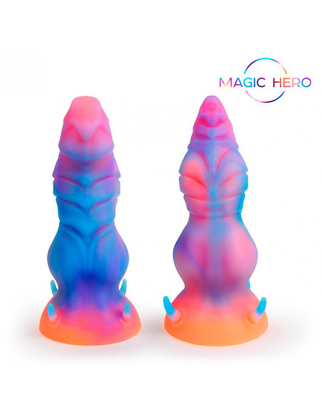 Светящийся в темноте фантазийный фаллоимитатор MAGIC HERO AMAZING TOYS 20/17х3/5,3/6,8 см