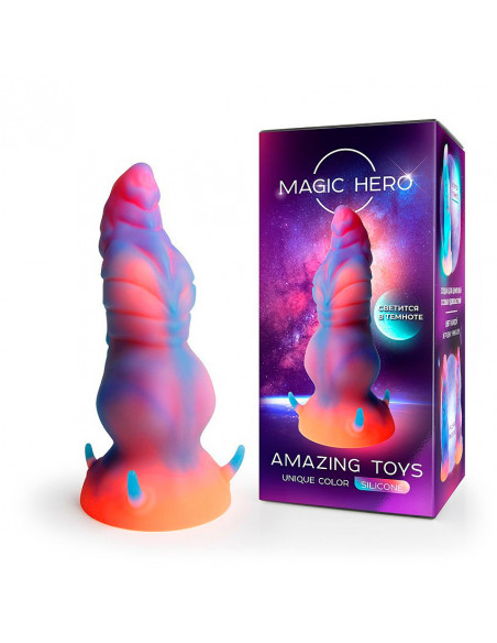 Светящийся в темноте фантазийный фаллоимитатор MAGIC HERO AMAZING TOYS 20/17х3/5,3/6,8 см