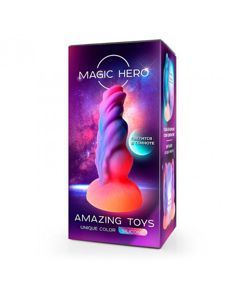 Светящийся в темноте фантазийный фаллоимитатор MAGIC HERO AMAZING TOYS 20/16х4/5,2/6,3 см
