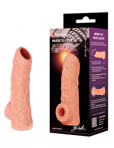 Фаллоувеличитель с открытой головкой KOKOS NUDE SLEEVE S 10 см