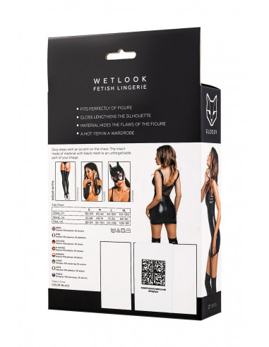 Платье с сеточкой Glossy Wetlook Rimma чёрное М