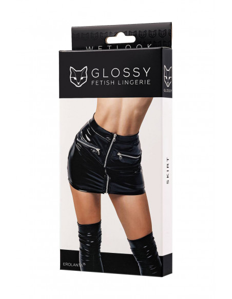 Юбка на молнии Glossy Wetlook Billie чёрный L