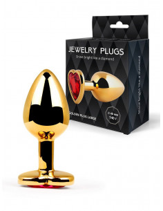 Анальный страз JEWELRY PLUGS металл/стекло золото/красный...