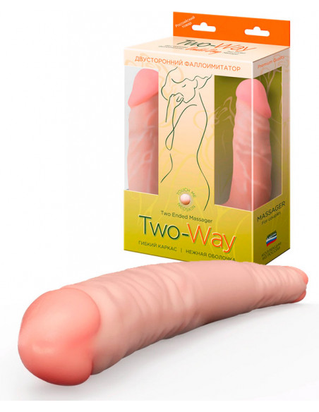 Двусторонний фаллоимитатор  Two-Way Neoskin телесный 42,5х3,8 см