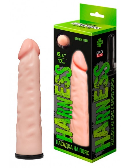 Фаллос-насадка Harness Green Line 6,5" Neoskin с коннектором для страпона 17,2х3,6 см