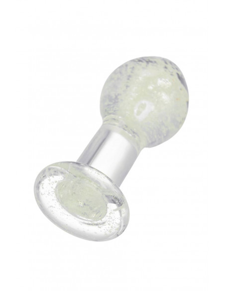 Анальная втулка Sexus Glass светящаяся в темноте стекло прозрачная 9х3,5 см